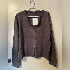 NWT NIA Ariana Wool Blend Cardigan in Grey Size Plus